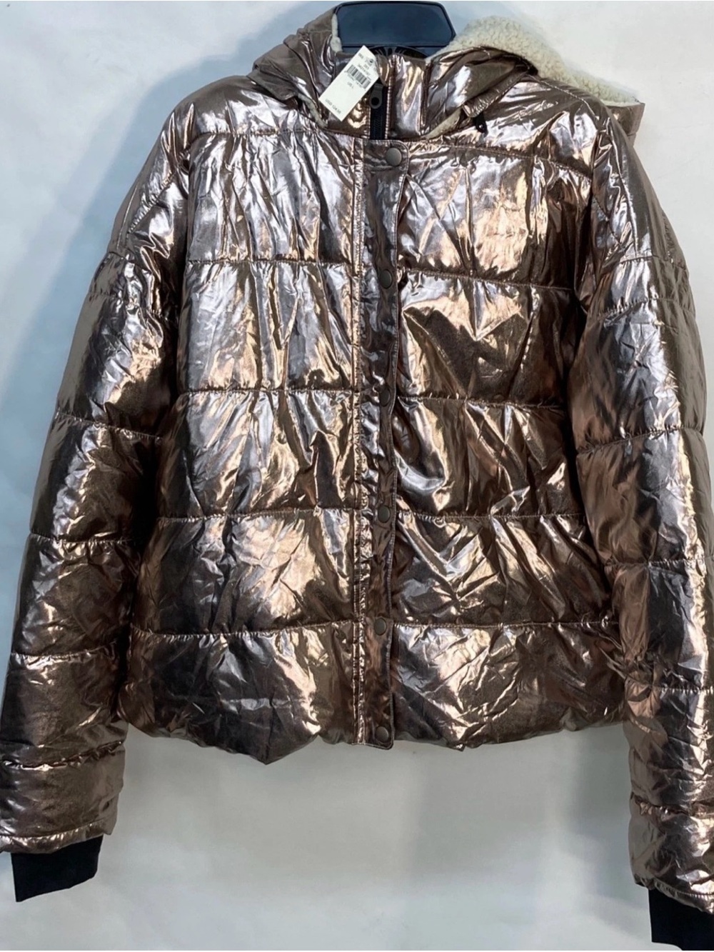 aerie Metallic Bronze Quilted Puffer Jacket